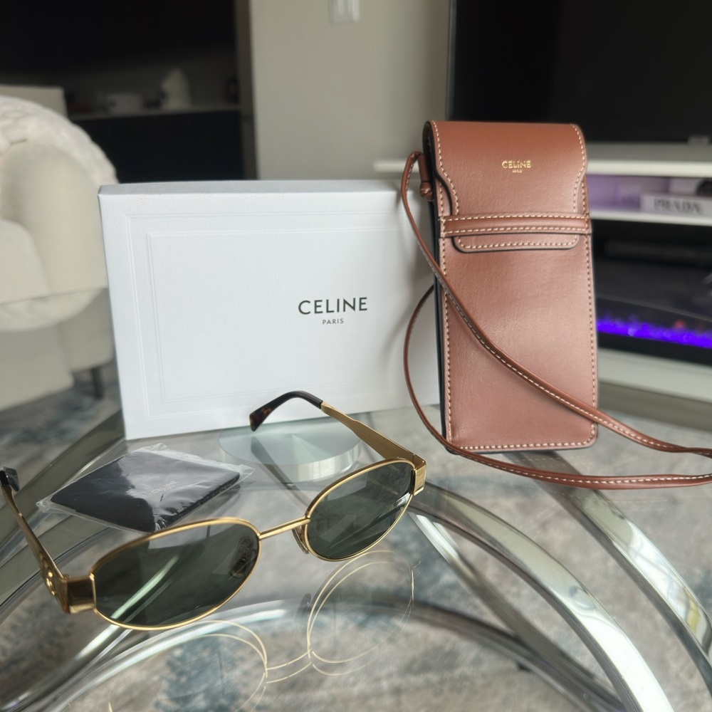 Celine Black and Gold Oval Sunglasses - Picture 8 of 15